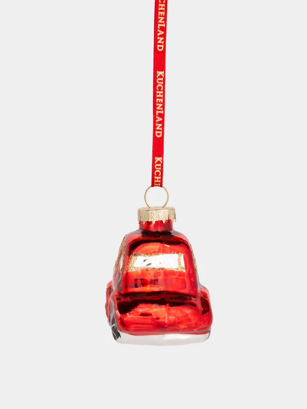 Шырша ойыншығы, 7х5 см, шыны, қызыл, Көлік, Figure christmas, image-1