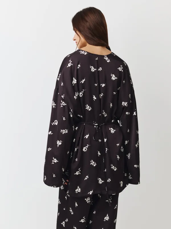 Кимоно женское, домашнее, черно-белое, Leyra, image-3