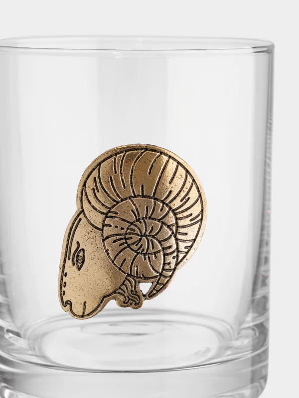 Виски стақаны, 10 см, 340 мл, шыны/металл, алтын түстес, Тоқты, Zodiac, image-1