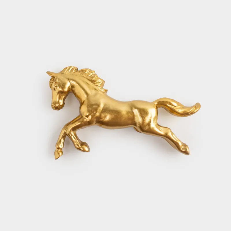 Магнит, 8 см, полирезин, алтын, Жылқы, Horse gold