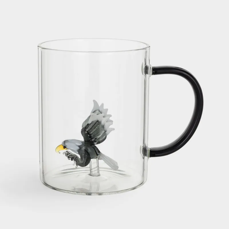 Кружка, 500 мл, стекло Б, черная ручка, Орел, Shape, image-0
