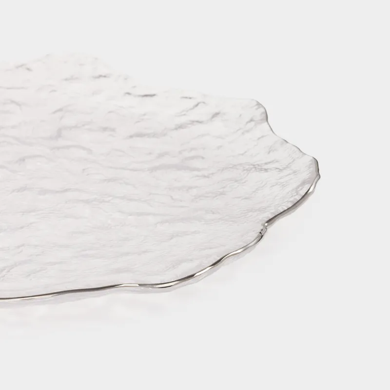 Ыдыс, 30 см, шыны, күміс жиектері бар, Nautilus silver, image-3