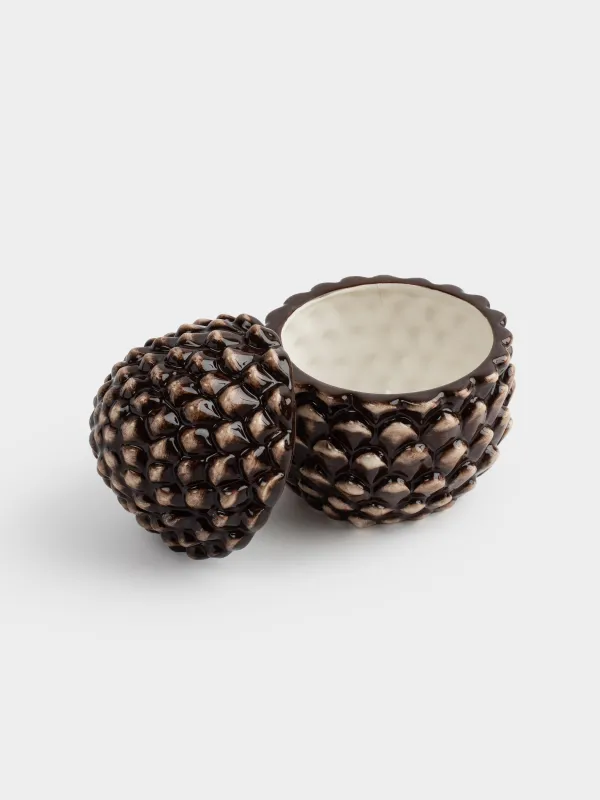 Емкость для хранения, 12х15 см, 490 мл, керамика D, коричневая, Шишка, Winter delice, image-3