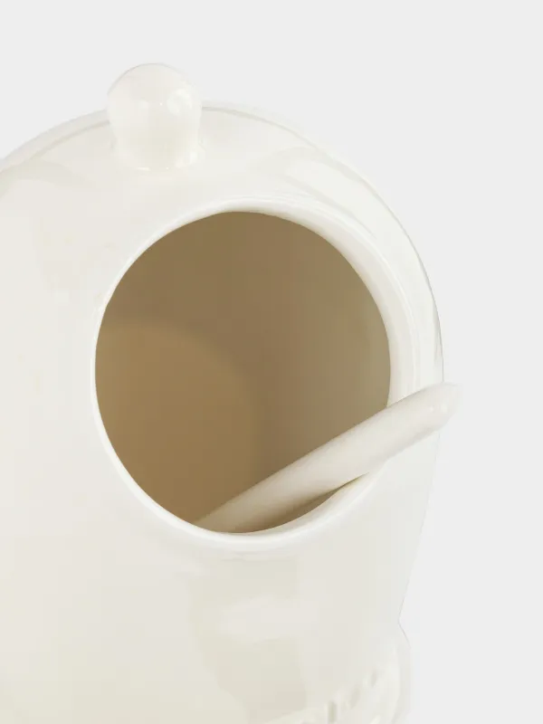 Тұзға арналған ыдыс, 15 см, қасықпен, керамика, сүтті сарғылт-қоңыр, дақты, Ceramo speckled, image-3