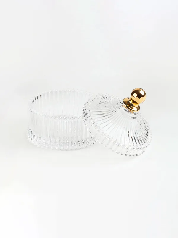 Емкость для хранения, 10х12 см, 210 мл, стекло Р, с золотистой ручкой, Selene, image-2