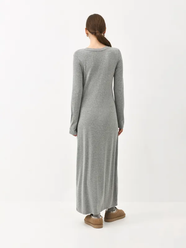 Әйелдер көйлегі, макси, өлшемі L, ұзын жеңді, вискоза/спандекс, сұр, Alfonsina, image-4