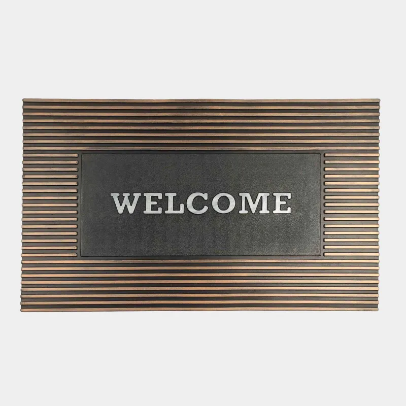 Есік төсеніші, 45х75 см, резеңке, қола-қара, жолақтар, Home deco