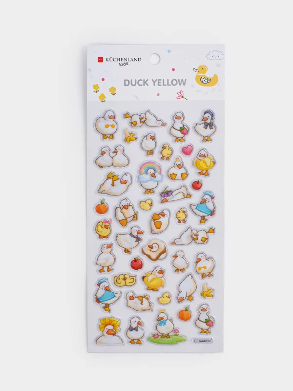 Жапсырмалар жинағы, 17х9 см, 41 дана, бір реттік, ПВХ, Үйректер, Duck yellow, image-4