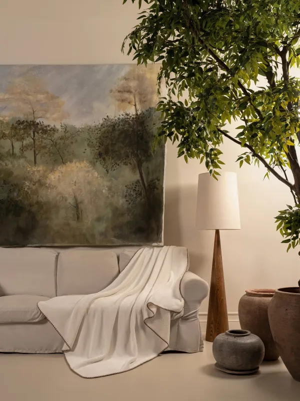 Жамылғы, 130х170 см, екі жақты, букле/фланель, сүт түстес, Curly, image-1