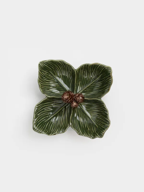 Менажница, с декором, 24х6 см, 4 отд, керамика D, зеленая, Шишки на еловых ветках, Forest whispers, image-1