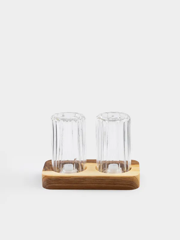 Набор для соли и перца, на подставке, Ribby wood, image-0