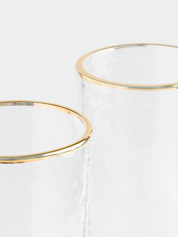 Бокал для шампанского, 2 шт, с золотистым кантом, Ripply gold, image-1