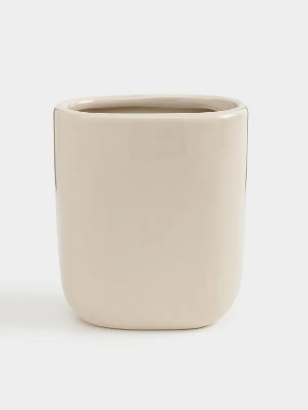 Жуынатын бөлмеге арналған стақан, 10 см, керамика, сарғылт-қоңыр, Nira, image-0