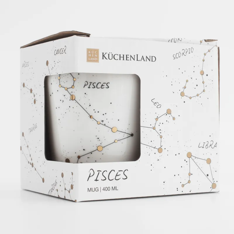 Кружка, 400 мл, фарфор N, молочно-золотистая, Рыбы, Zodiac, image-5