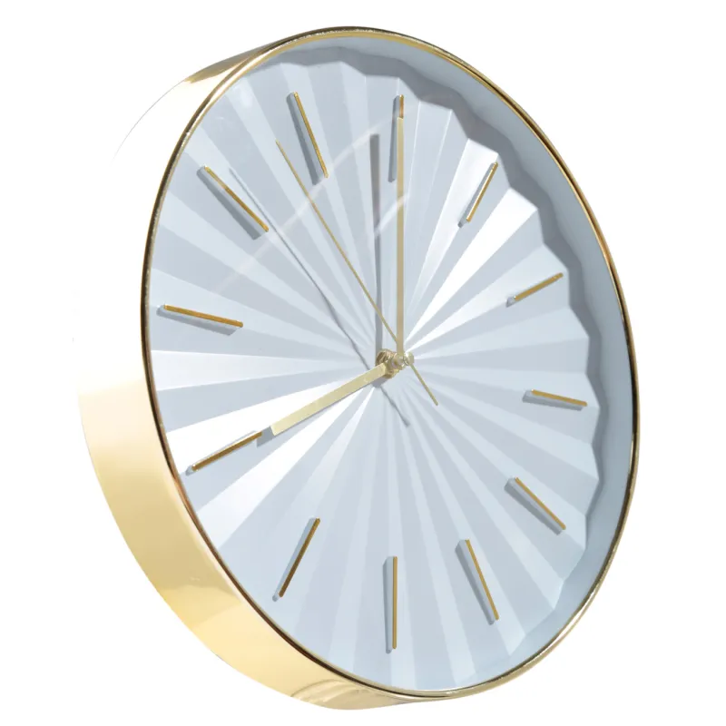 Қабырға сағаттары, 30 см, пластик, дөңгелек, алтын ақ, Disk, image-1