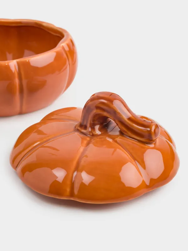 Емкость для хранения, 13х10 см, 390 мл, керамика D, оранжево-коричневая, Тыква, Forest symphony, image-3