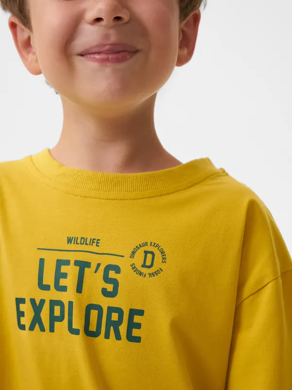 Лонгслив детский, для мальчиков, хлопок/спандекс, горчичный, Carson, image-1