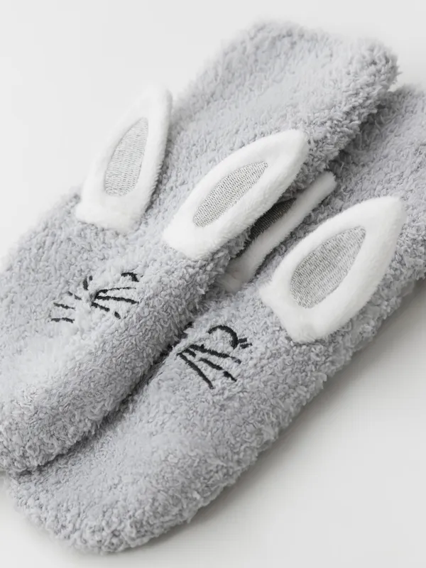 Носки детские, домашние, серые, Заяц, Merry, image-1