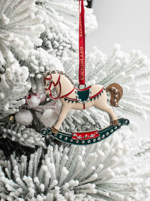 Игрушка елочная, 8 см, металл/стразы, коричневая, Лошадка-качалка, Figure horse, image-4