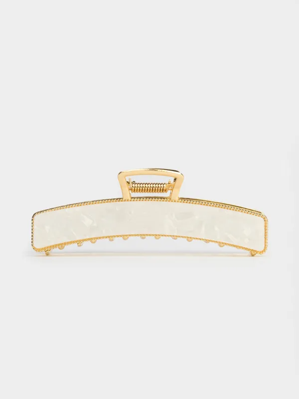 Шаш қыстырғыш, 11 см, металл/акрил, алтын, Шашқа арналған краб, Hairstyle, image-0