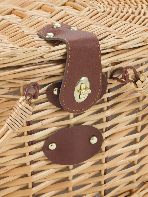 Пикник себеті, 42х30 см, 4 адам, 21 зат, Жамылғымен, жүзім, дөңгелек, қоңыр, Picnic, image-3