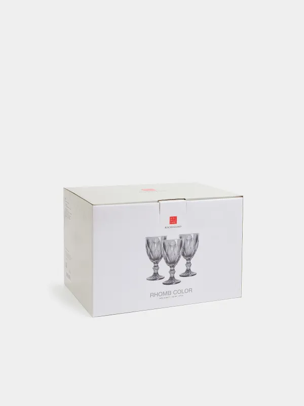 Шарап бокалы, 300 мл, 6 дана), шыны Р, сұр, Rhomb color, image-5
