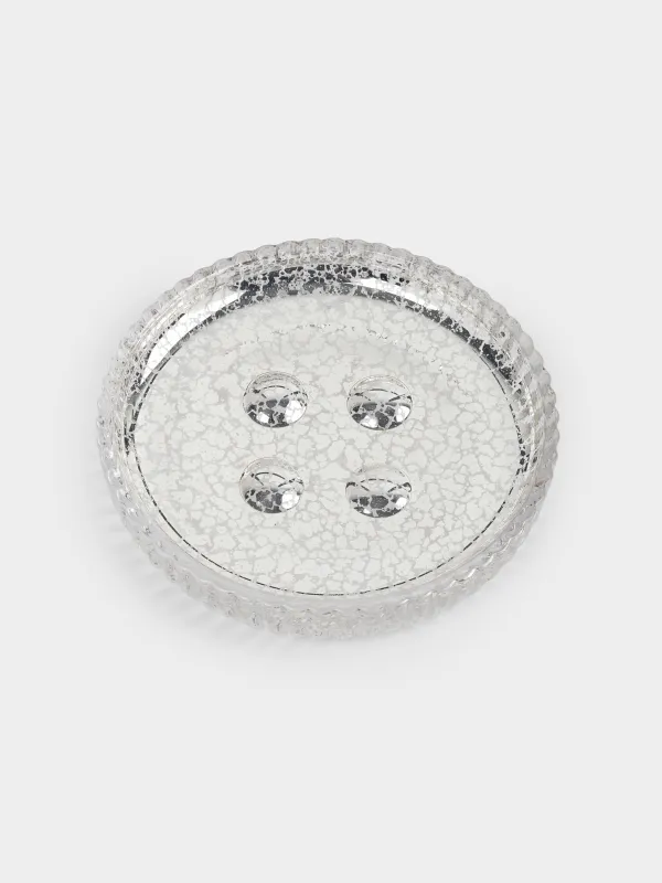 Сабын ыдысы, 11 см, шыны, дөңгелек, алтын, Patina rib, image-2