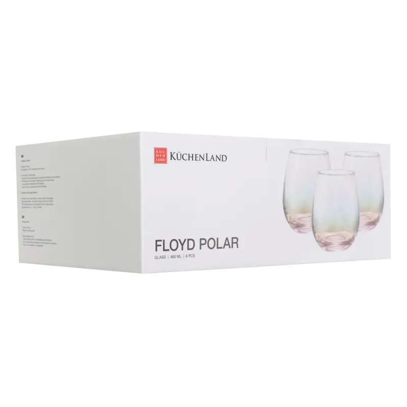 Стакан, 10 см, 460 мл, 6 шт, стекло, перламутр, Floyd polar, image-2