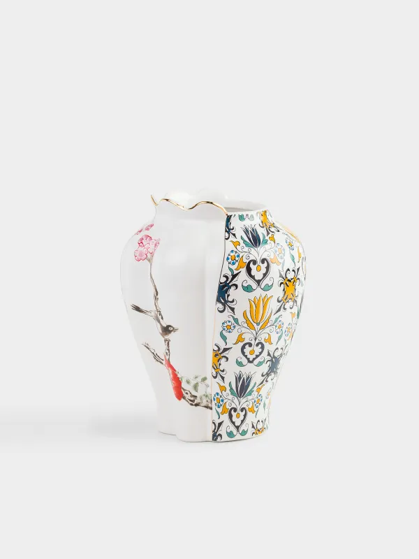 Гүл вазасы, 25 см, керамика, ақ, Кинцуги, Kintsugi, image-0