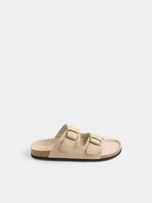 Әйелдер тәпішкелері, өлшемі 36, бекіткіші бар, полиуретан/жасанды күдері, сарғылт-қоңыр, Creola, image-0