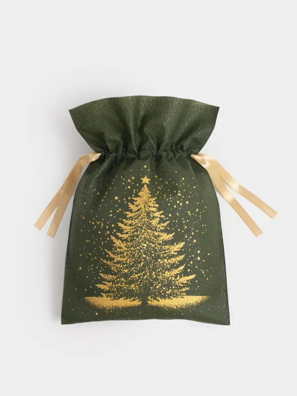 Мешок подарочный, 40х56 см, с завязками, полипропилен, зеленый, Ель, Night spruce, image-3