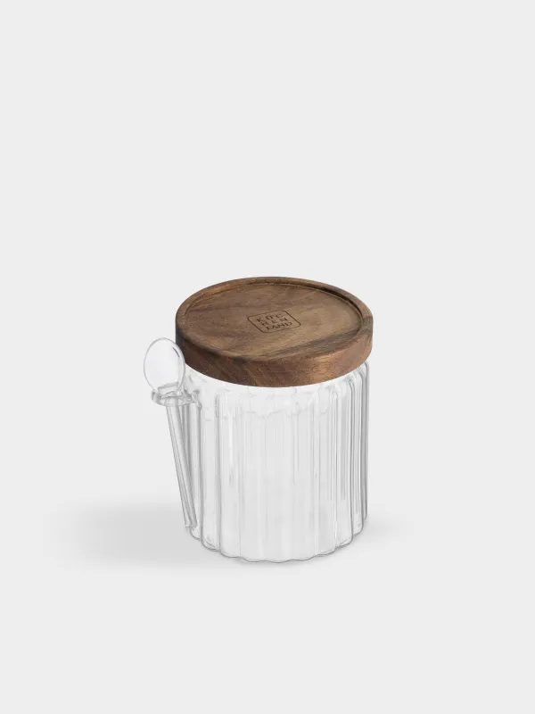 Сақтау ыдысы, 9х12 см, 500 мл, қасығы бар, шыны Р/ағаш, Ribby wood, image-4