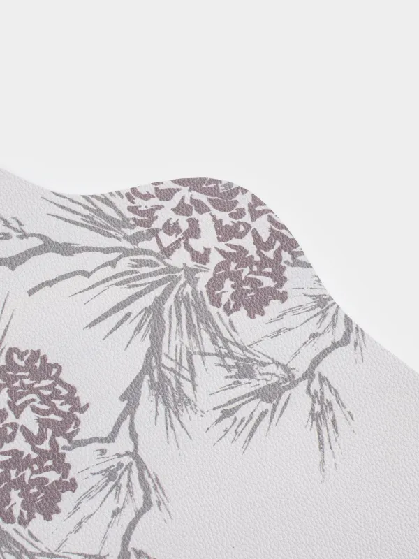 Салфетка под приборы, 37х45 см, ПВХ, фигурная, белая, Шишки на ветках, Rock print, image-2