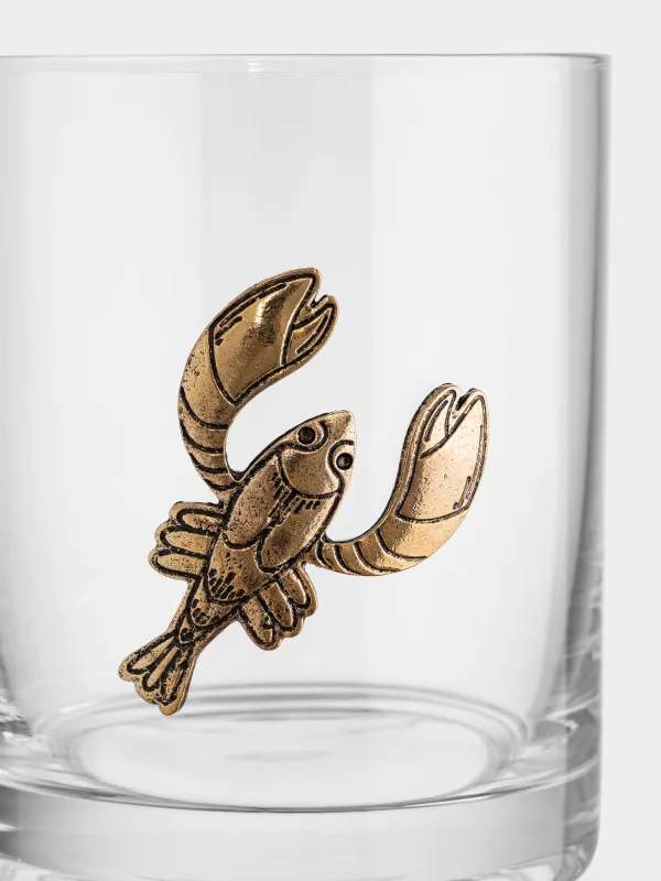 Виски стақаны, 10 см, 340 мл, шыны/металл, алтын түстес, Шаян, Zodiac, image-1