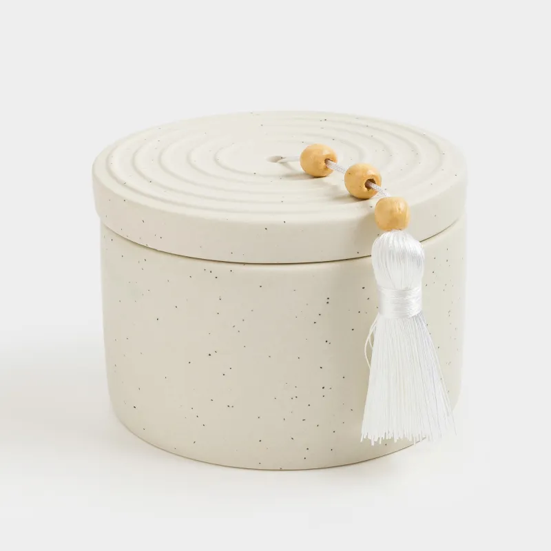 Хош иісті шам, 7 см, шам ұстағышта, шашақпен, керамика, Sage and Sea salt, Delicia, image-2