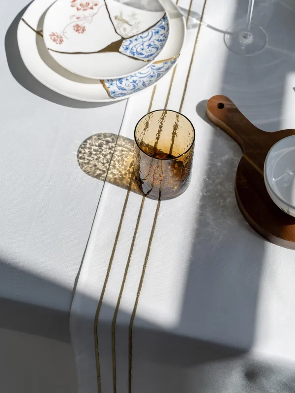 Үстел төсеніші, 40х160 см, полиэстер, ақ, Сызықтар, Trim gold, image-4