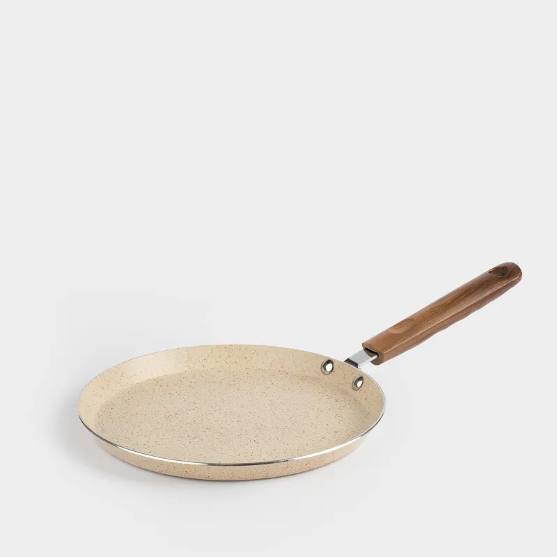 Сковорода блинная, 22 см, с покрытием, с блинной лопаткой, металл/дерево, кремовая, Crepe