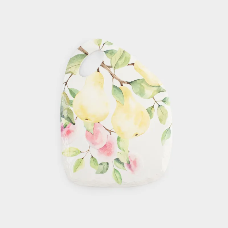 Ыстық тұғыры, 18х24 см, керамика/тығын, ақ, Алмұрт және шабдалы, Crumple print