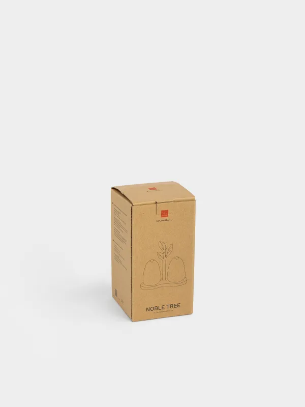 Набор для соли и перца, 7 см, на подставке, фарфор P/дерево, молочный, Ветвь, Noble tree, image-4