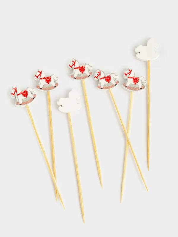 Шпажка для канапе, 9 см, 20 шт, бамбук, бело-красная, Лошадка-качалка, Elegant details, image-1