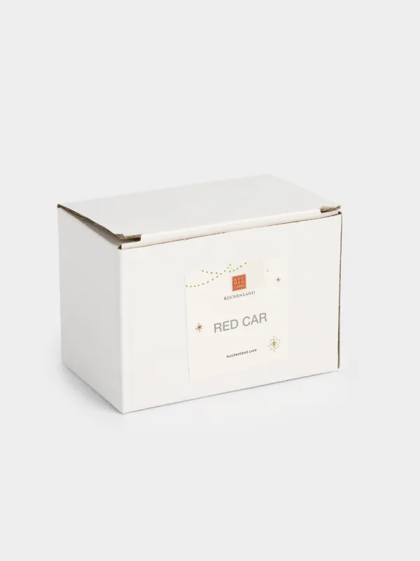 Статуэтка с подсветкой, 8 см, фарфор P, красно-зеленая, Машина с елкой, Red car, image-5