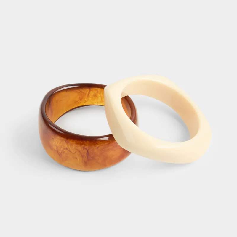 Білезіктер жинағы, 9 см, 2 дана, шайыр/акрил, қоңыр/сүт түстес, Mineral