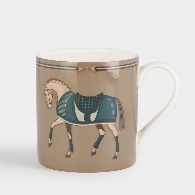 Кружка, 380 мл, фарфор F, бежевая, Лошадь, Warhorse