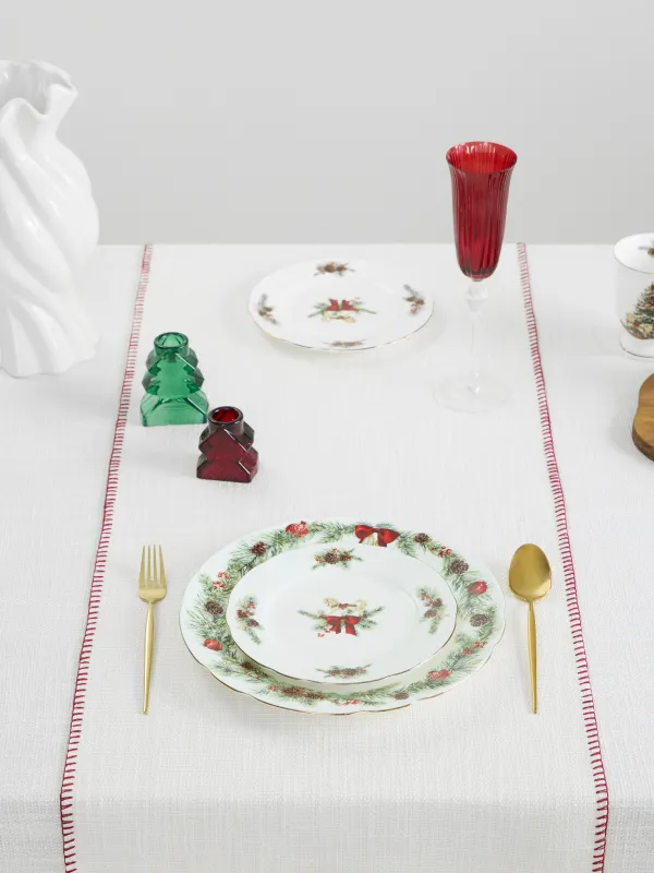 Үстел төсеніші, 40х160 см, тігісі бар, полиэстер, сүт түстес, Кендір мата, Gunny traditions, image-4