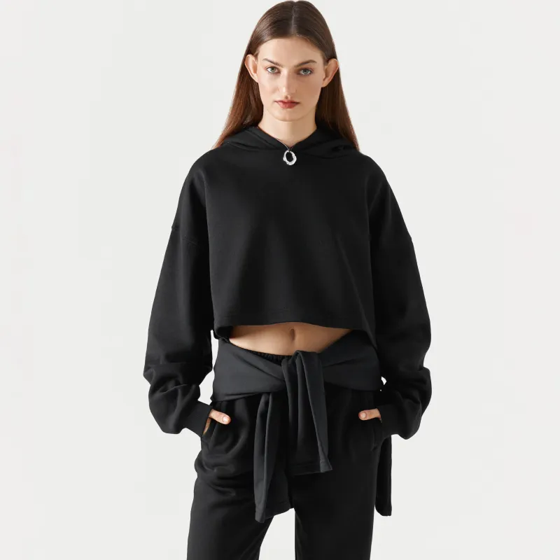 Худи женское, хлопок/полиэстер, черное, Fidelma