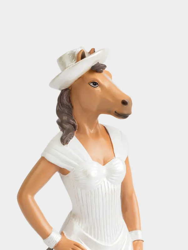 Статуэтка, 25 см, полирезин, Лошадь в платье и шляпе, Silver age, image-3