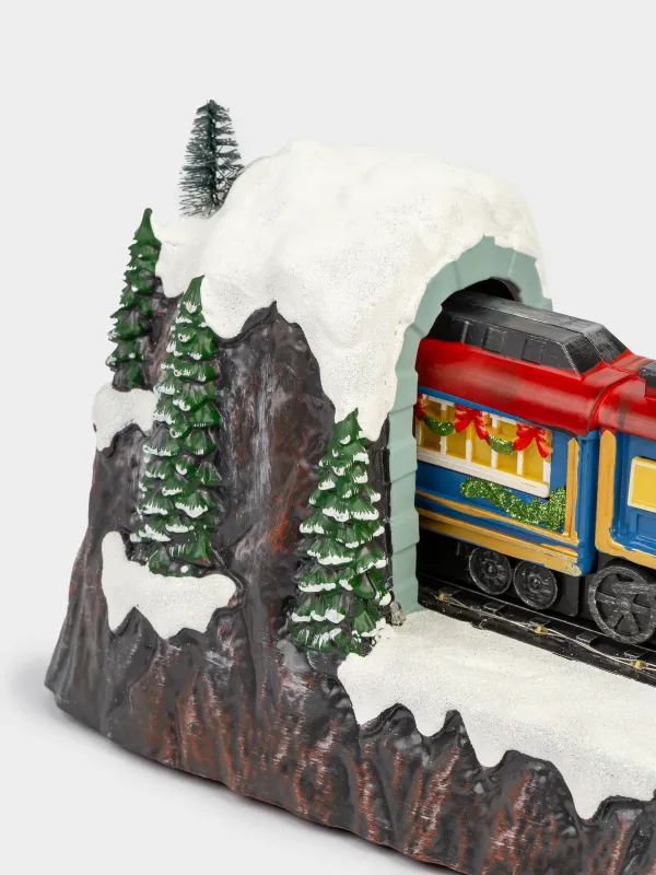 Мүсінше, 39х17 см, жарықтандырылған, анимациялық, полирезин, Пойыз, Christmas style, image-3