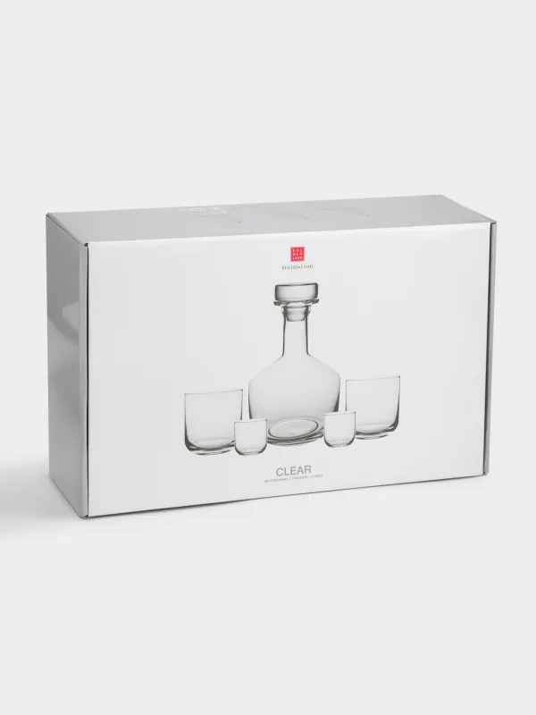 Набор для напитков, 5 предметов, графин/стаканы/стопки, Clear color, image-4