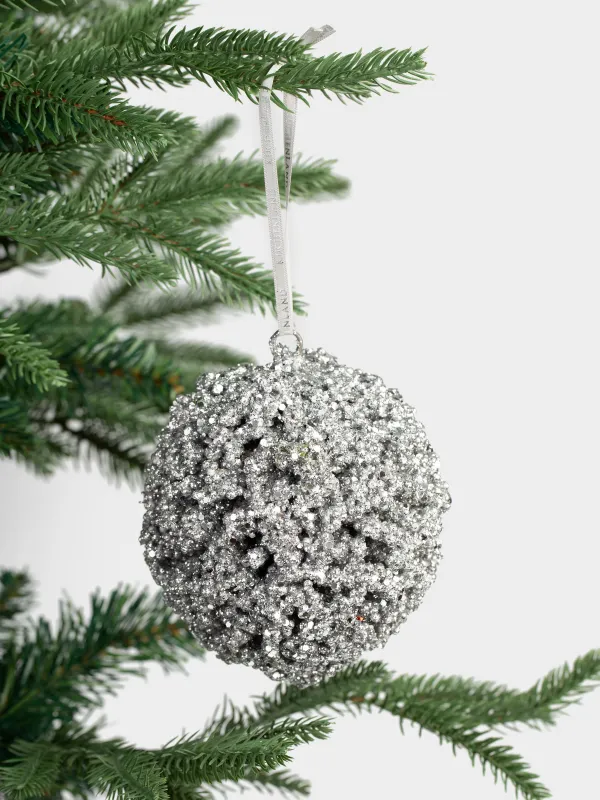 Шырша ойыншығы, 10 см, пенопласт, күміс, Шар, Ball sparkle, image-2