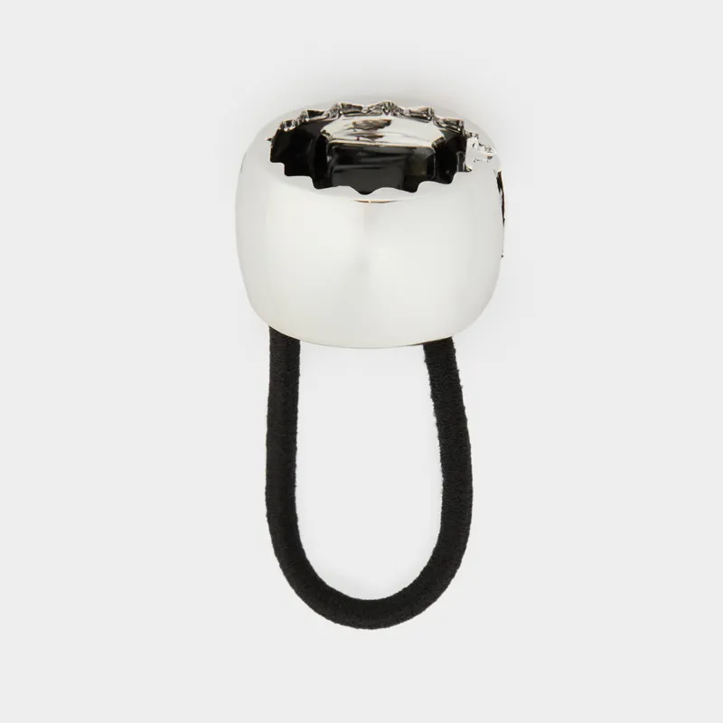 Шаш резеңкесі, 5 см, сақина-қысқышы бар, пластик, күміс түстес, Сақина, Hairstyle